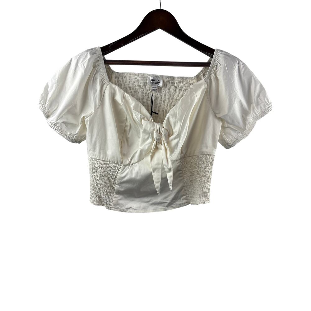 Women’s Unique Vintage 3X Cream Peasant Blouse
